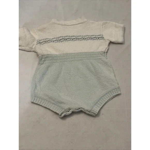 Kid 'n Cotton Knits Styled Sternberg Vintage Romper 6m Month Blue White‎ - Picture 5 of 6
